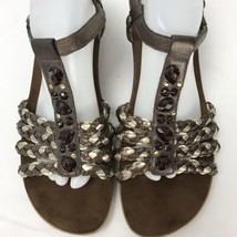 Easy Spirit Eshattie Size 11 Brown  Sandals Leather TStrap  Embellished - $29.99