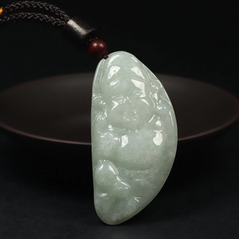 Certified Grade A 100% Natural Green Jadeite Jade Pendant Handmade Buddh... - $24.69 CAD