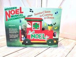 Wooden Noel Musical Locomotive Train Plays Santa Claus Is Coming To Town &quot;1986&quot; - £7.11 GBP