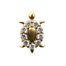 Indian Turtle Nose ring White CZ studded gold plated Piercing Nose stud push pin - £9.26 GBP