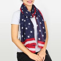 American Americana USA Patriotic Stars Stripe Lightweight Scarf Red Whit... - £11.89 GBP