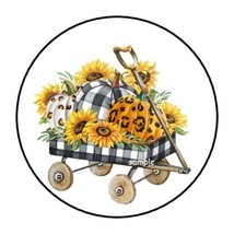 30 FALL AUTUMN ENVELOPE SEALS LABELS STICKERS 1.5&quot; ROUND WHEELBARROW SUN... - £5.88 GBP