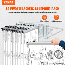 VEVOR Wall Mount Blueprint Storage Rack Blueprint Holder with 12 Pivot B... - £46.70 GBP