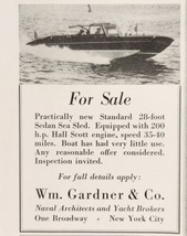 1928 Print Ad Sea Sled Standard 28-FT Sedan Boat Gardner Yacht Broker New York - £8.70 GBP
