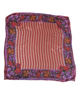 Red and Purple Floral Scarf Red and Brown Stripe Silk Square 31&quot;x31&quot; - £11.89 GBP
