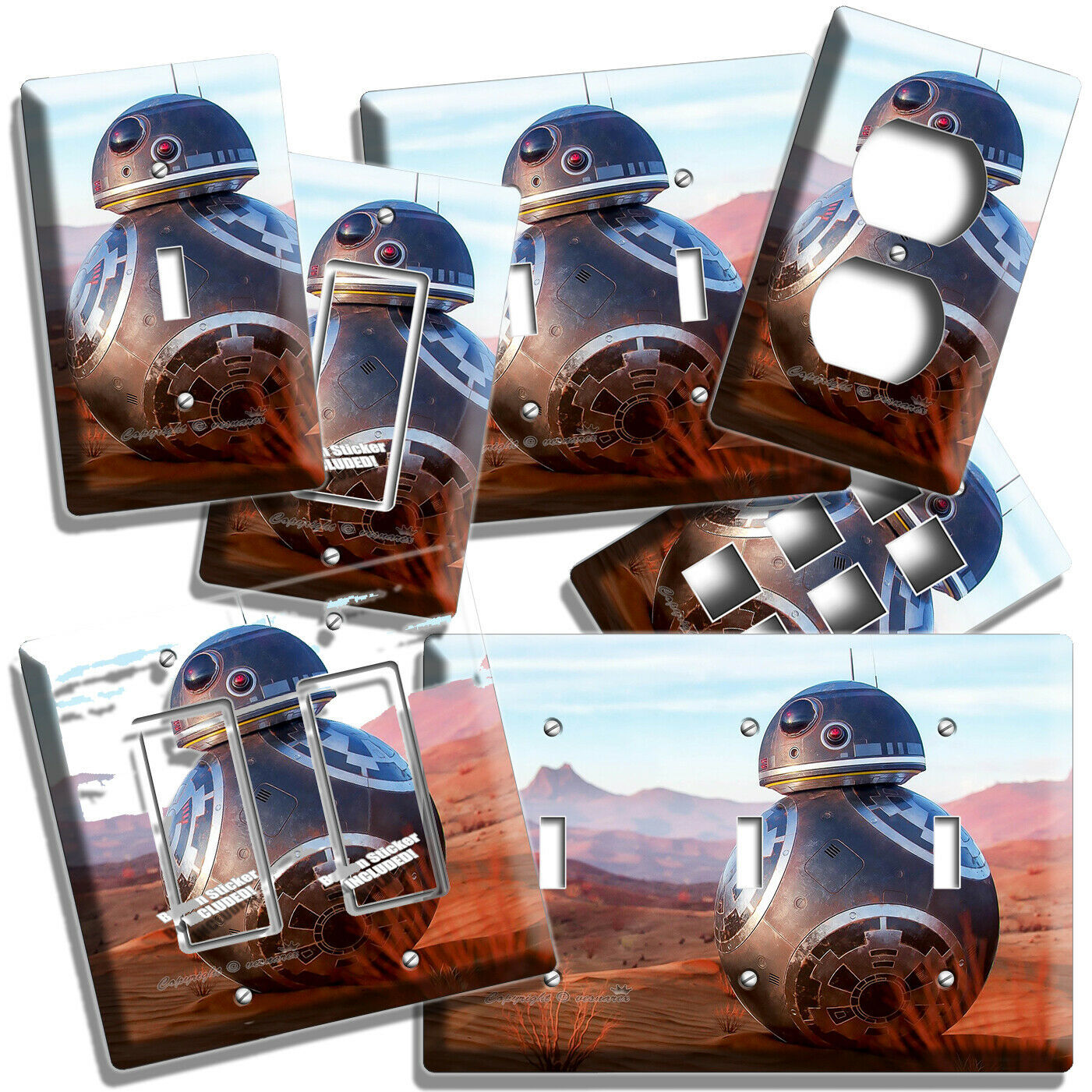STAR WARS BB-8 DRON ROBOT BAD GUY LIGHT SWITCH OUTLET PLATES FAN GIFT ROOM DECOR