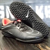 Nike Jr Hypervenom Phelon TF Black/Pink/White Turf Soccer Shoes Boy/Youth 2.5y - £52.30 GBP