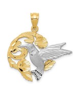 14K Two Tone Gold Hummingbird Charm Pendant - €317,47 EUR