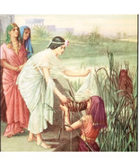 1922 Pharaohs Daughter Finding Moses Color Plate Art Print Bible Christi... - $29.99