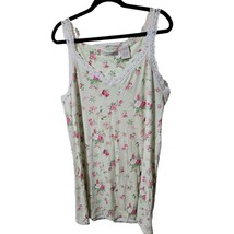 Laura Ashley LG Nightgown 100% Cotton Pink Floral Toile Lace Sleeveless ... - $18.03