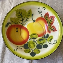 Vtg Large Bowl 16&quot; Enamelware Graniteware Basin Fall Country Fruits Console - £18.98 GBP