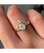 3.00 CT Oval Cut Moissanite Engagement Ring Set Vintage Bridal Set In 14... - $150.44 CAD
