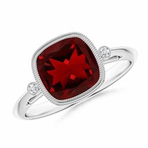 Authenticity Guarantee 
Angara Natural 8mm Garnet Vintage Inspired Ring in 14... - £703.09 GBP