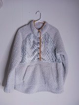 Simply Southern Light Gray Soft Sherpa Fleece Pullover Sweater ~ Size Large - $262.42 MXN