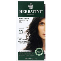 Herbatint Herbal Hair Color Permanent Gel 1N Black, 4.5 Ounce - £16.11 GBP