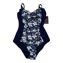Shekini Womens S One Piece Bathing Suit Blue Floral Removable Cups Modest - $14.89