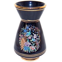 Dakas Keramik Rhodos Hand Made in Greece Peacock Floral Bud Vase 24K Gol... - £15.68 GBP