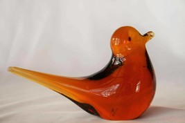 Amber Art Glass 5&quot; Paperweight Bird Figurine   #1534 - £19.23 GBP