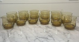 12 Vtg Amber Low Ball Tumblers Glasses 3.25” Tall Rocks Small Juice Whis... - £44.82 GBP