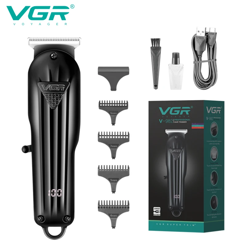 VGR Hair Clipper Professional Hair Trimmer T-Blade Haircuts Machine Portable LED - £19.28 GBP+