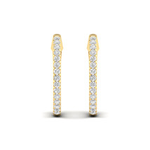 10K Yellow Gold 0.15Ct TDW Diamond Hoop Earrings - £195.45 GBP