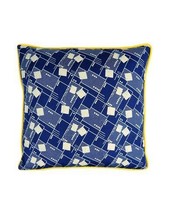 DARKROOM Cushion Kente Printed Geometric Decor Blue Size 18&quot; X 18&quot; - £48.02 GBP