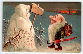 Christmas Postcard Anthropomorphic Snowman Gnome Fantasy Elf Dwarf Tucks 1906 - £36.33 GBP