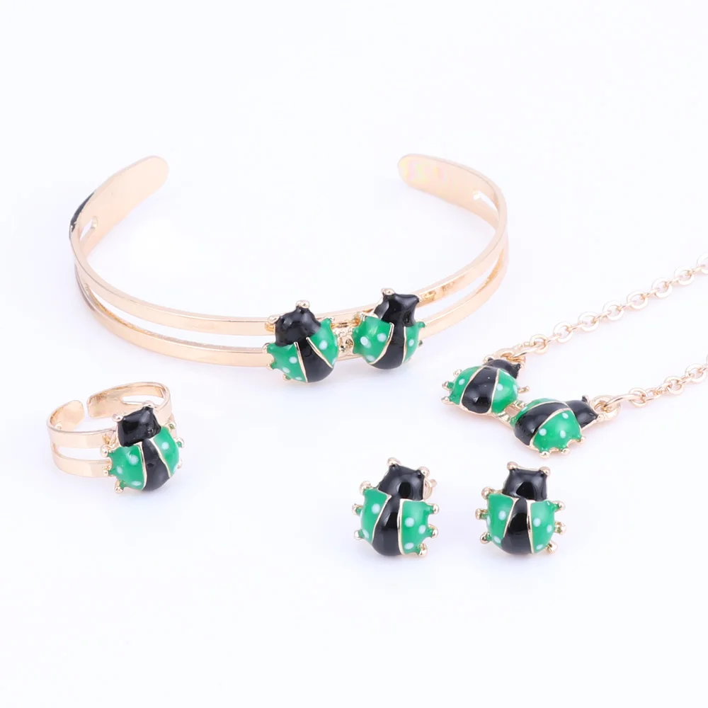 Fashion Girl Jewelry Lovely Ladybug Children Necklace Bangle Earring Ring Kids B - £19.90 GBP