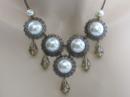 Statement Necklace Bib Necklace Victorian Jewelry Pearl Necklace Bubble Necklace - £23.53 GBP