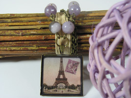 Eiffel Tower Necklace Purple Necklace Resin Necklace Lilac Necklace Lavender Sto - £24.05 GBP