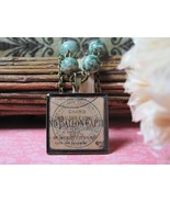 Green Necklace Resin Necklace French Ephemera Postcard Jewelry Vintage N... - £24.03 GBP