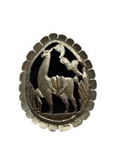 Peruvian 900 Silver Shadowbox Llama Scene Pendant Alpaca Peru Sterling B... - $24.74