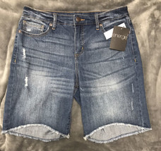 Energie Womens Juniors Bermuda Destructed Cut Off Jean Shorts Sz 3 Med Wash - $14.57