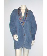 Vintage Oversized Denim Coat, 80s Rhinestone Cocoon Jean Jacket - $395.00