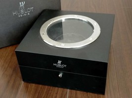 HUBLOT BLACK LACQUERED WOODEN EMPTY WATCH BOX GLASS PORTHOLE - £123.41 GBP