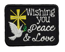 Wishing You Peace &amp; Love Embroidered Applique Iron On Patch 2.8&quot; x 2.2&quot; Decorati - £5.49 GBP
