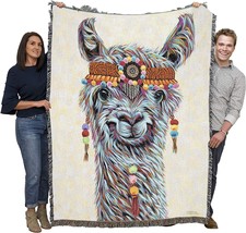 Hippie Llama Blanket by Carolee Vitaletti - Cute Funny Gift Tapestry, 72x54 - £61.80 GBP