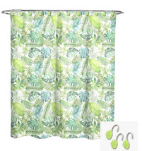 Avanti Palm Leaf Fabric Shower Curtain &amp; Hook Set Summer Beach House Tro... - £27.34 GBP