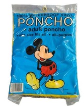 Vintage Disney World Mickey Mouse Rain Poncho Adult One Size Waterproof - $8.55