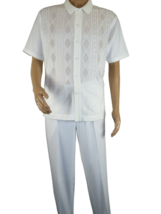 Men Silversilk 2pc walking leisure Matching Suit Italian woven knits 51016 White - £94.81 GBP
