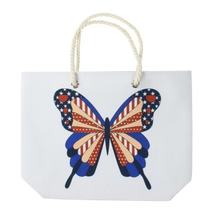 NEW Patriotic Butterfly Tote Beach Bag double rope handles 20.75x15.5x5.... - $9.95