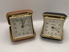 Vintage travel clocks brown case &amp; black case Seth Thomas &amp; Phinney Walker - £9.21 GBP