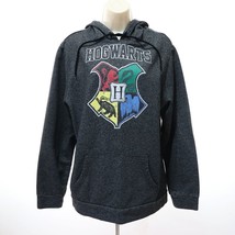 Harry Potter Hoodie Sweatshirt Adult L Large Hogwarts Crest Gray Hooded ... - $14.98