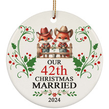 Our 42th Years Christmas Married Ornament Gift 42 Anniversary &amp; Red Fox ... - £11.80 GBP