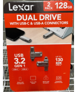 2x Lexar 128GB 2-in-1 Dual Flash Drive with USB-C &amp; USB-A Connectors LJD... - $55.53 CAD