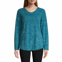 St. John&#39;s Bay Women&#39;s Long Sleeve Polar Fleece Pullover LARGE Regal Teal - £15.50 GBP