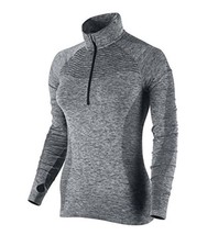 Nike Women&#39;s Dri-fit Knit Half-Zip Element Running L/Sleeve Sweat Shirt, Grey, M - £58.18 GBP