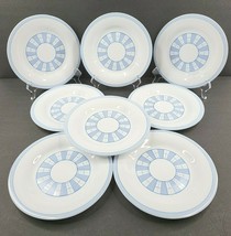 8 Martha Stewart Everyday Garden Trellis Salad Plates Set 7 3/4&quot; Blue Floral Lot - £62.02 GBP