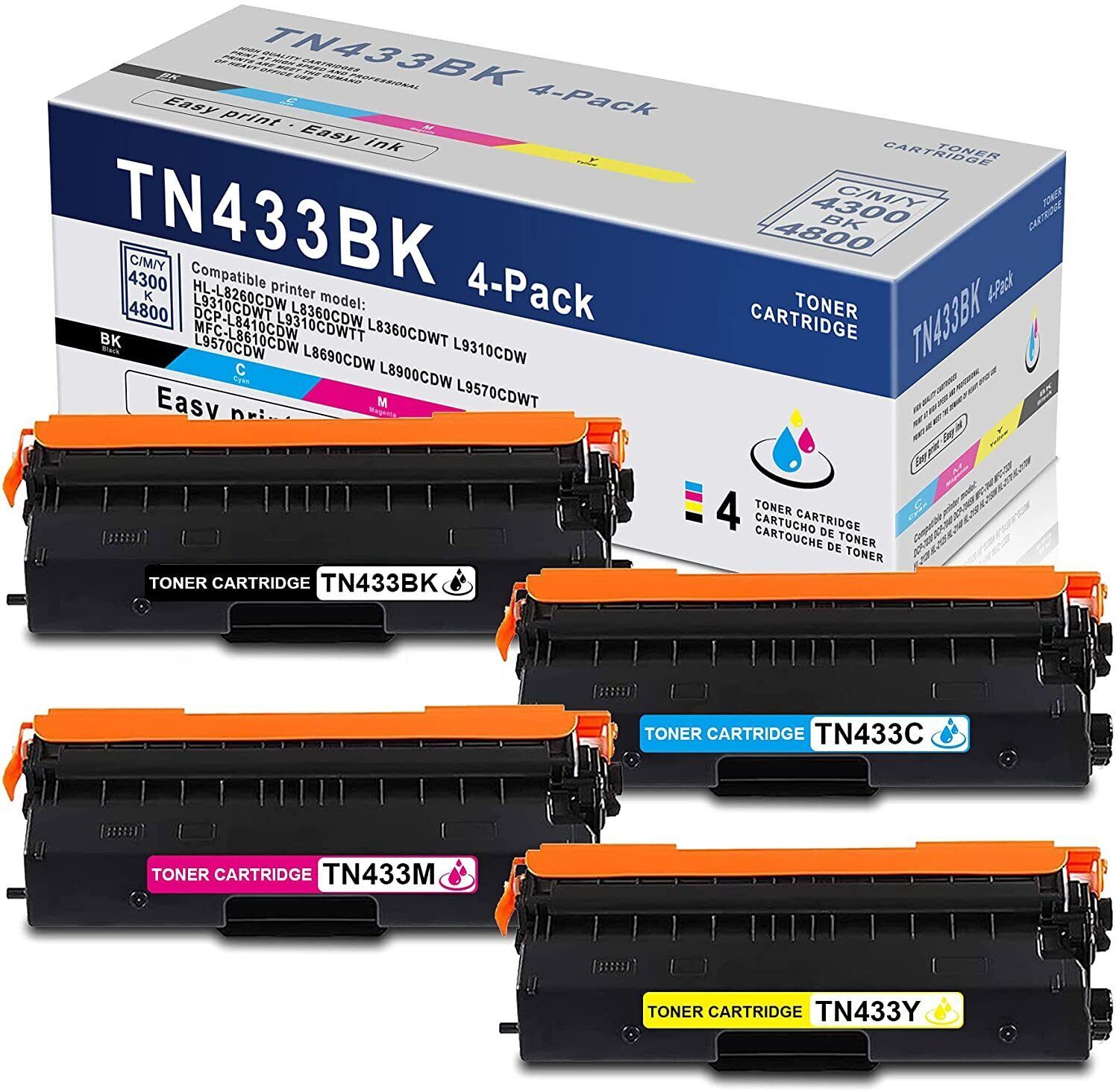 *4 PACK* - BROTHER TN433K TN433C TN433M TN433Y HIGH YIELD TONER CARTRIDG... - $42.08