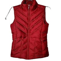 Eddie Bauer Women XS Premium Goose Down Red Quilted Puffer Full Zip Pock... - £38.78 GBP